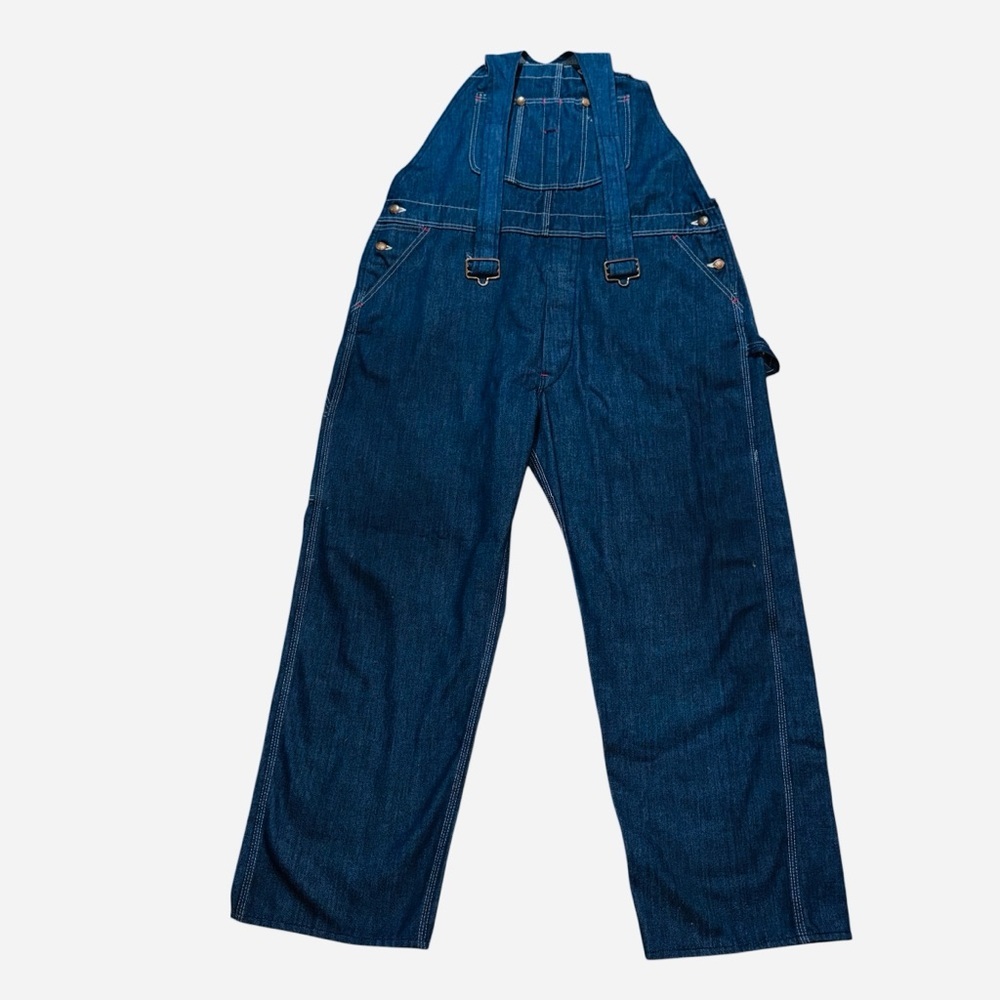 Vintage Montgomery Ward Denim Bib Overalls 100% Cotton Workwear USA 42x29